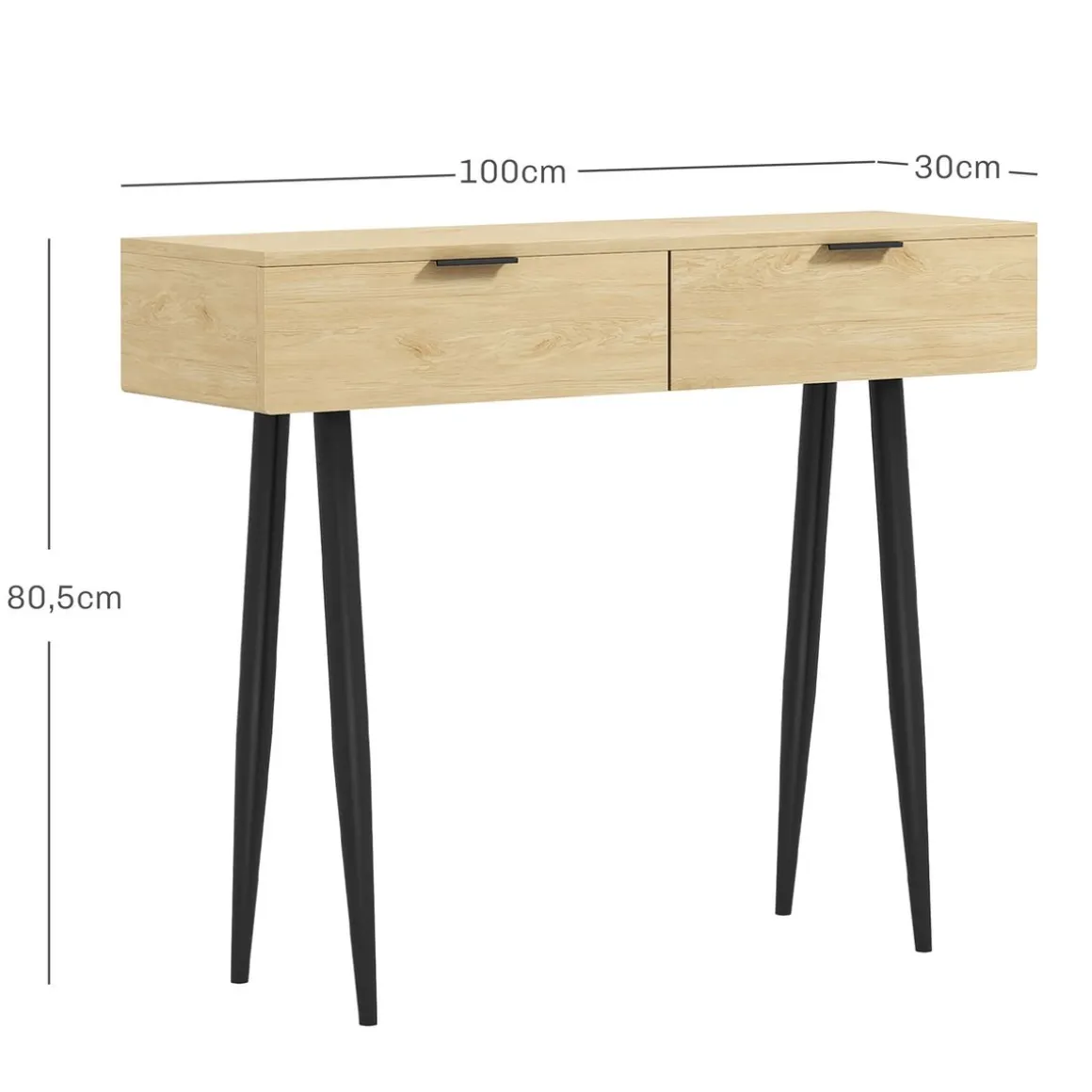 Recibidor Sia Homcom con 2 cajones roble 80,5x100x30 cm
