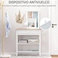 Recibidor Smile Homcom con cajón + 2 estantes blanco 80,5x75,6x27,5 cm