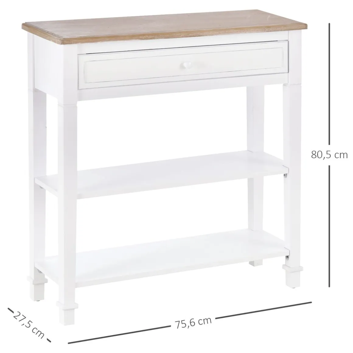 Recibidor Smile Homcom con cajón + 2 estantes blanco 80,5x75,6x27,5 cm