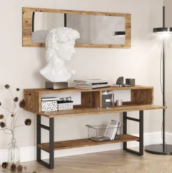 Recibidor Yurupa con espejo + puerta abatible natural/negro 75x139x43 cm