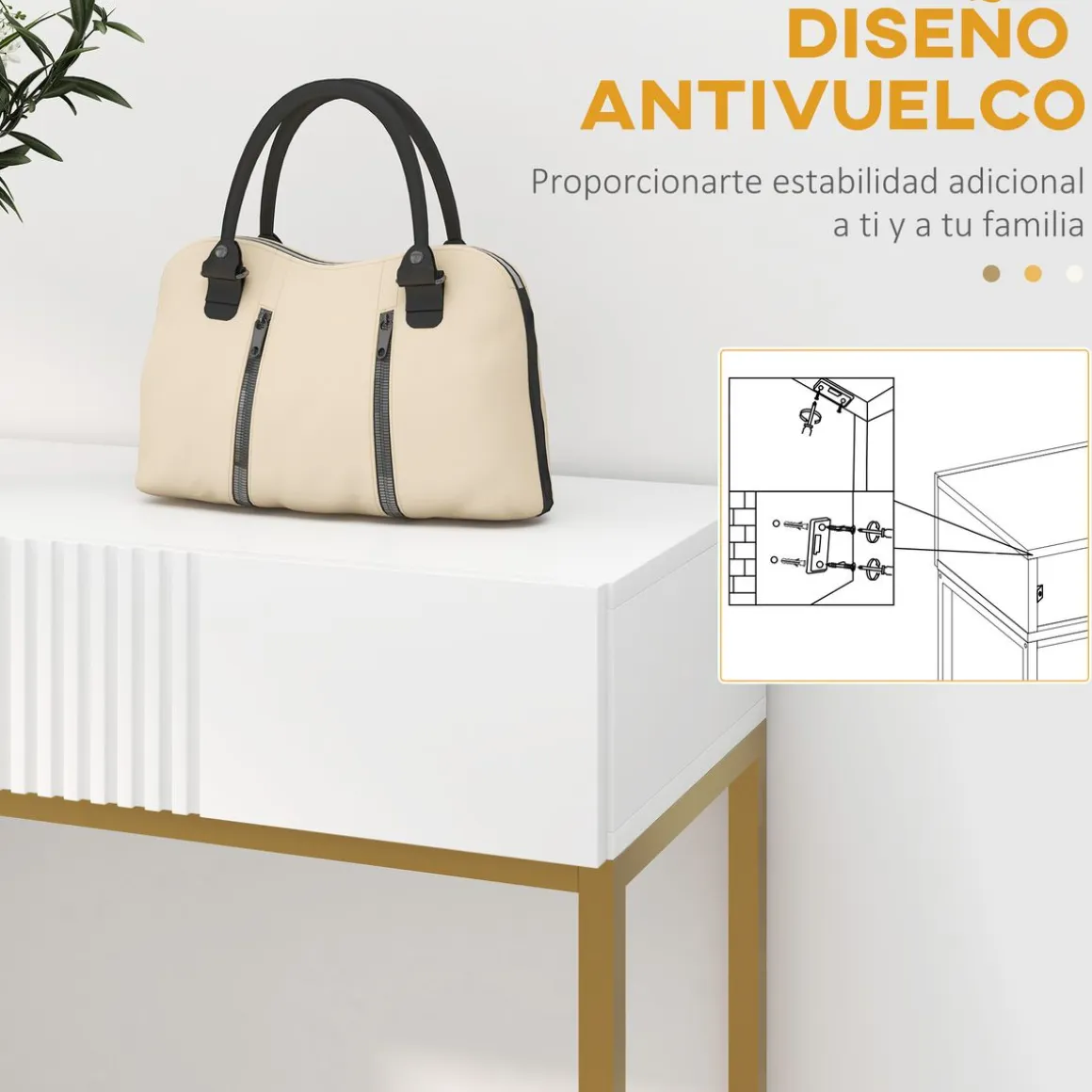 Recibidor Zider Homcom 2 cajones blanco 75x80x31,5 cm