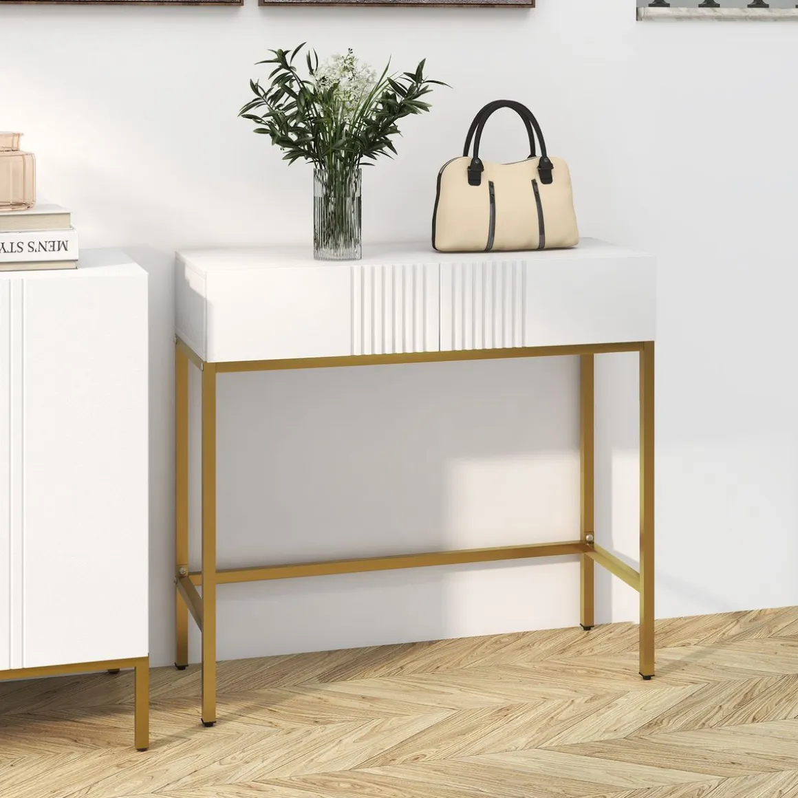 Recibidor Zider Homcom 2 cajones blanco 75x80x31,5 cm