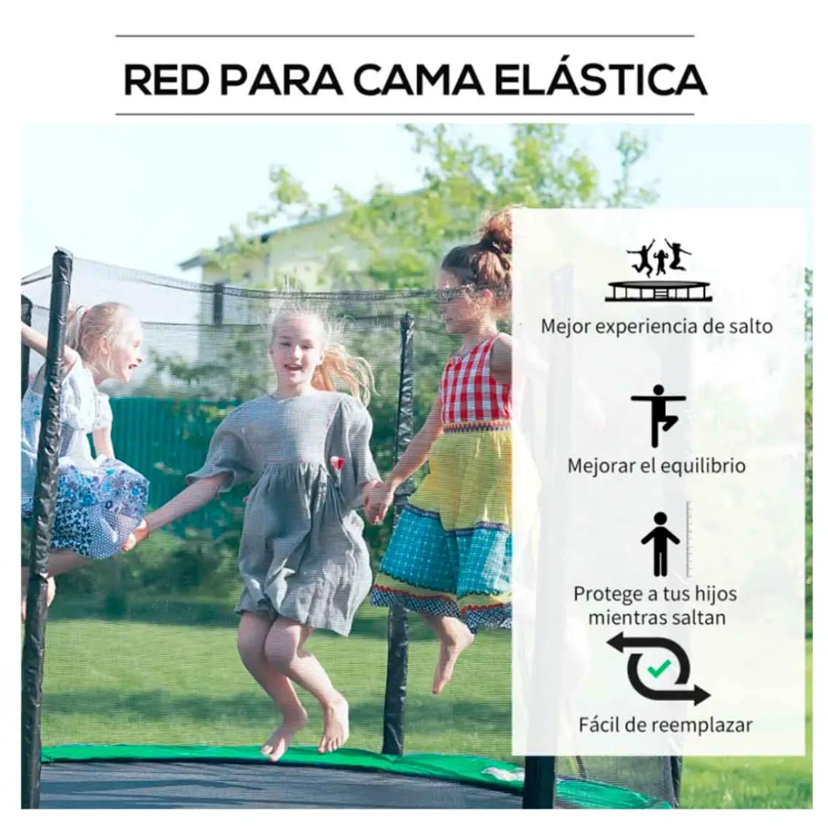 Red de seguridad Homcom para cama elástica 6 barras Ø244x180 cm