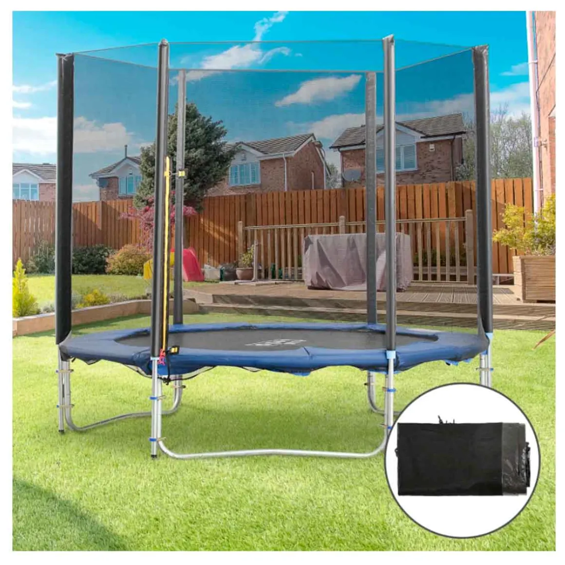 Red de seguridad Homcom para cama elástica 6 barras Ø244x180 cm