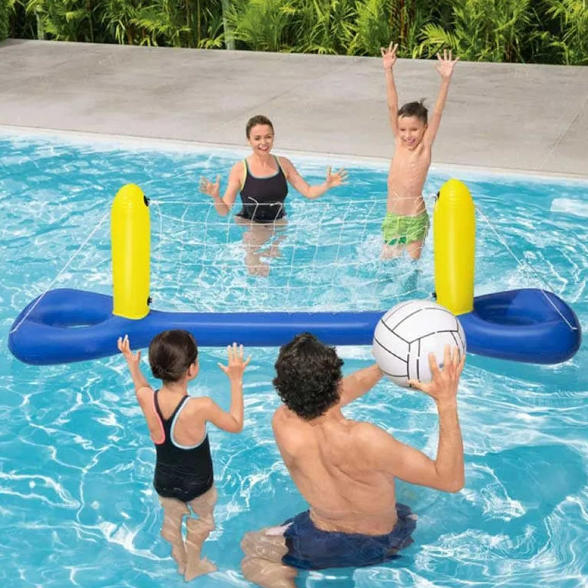 Red de voleibol hinchable Bestway con pelota azul/amarillo 64x244 cm