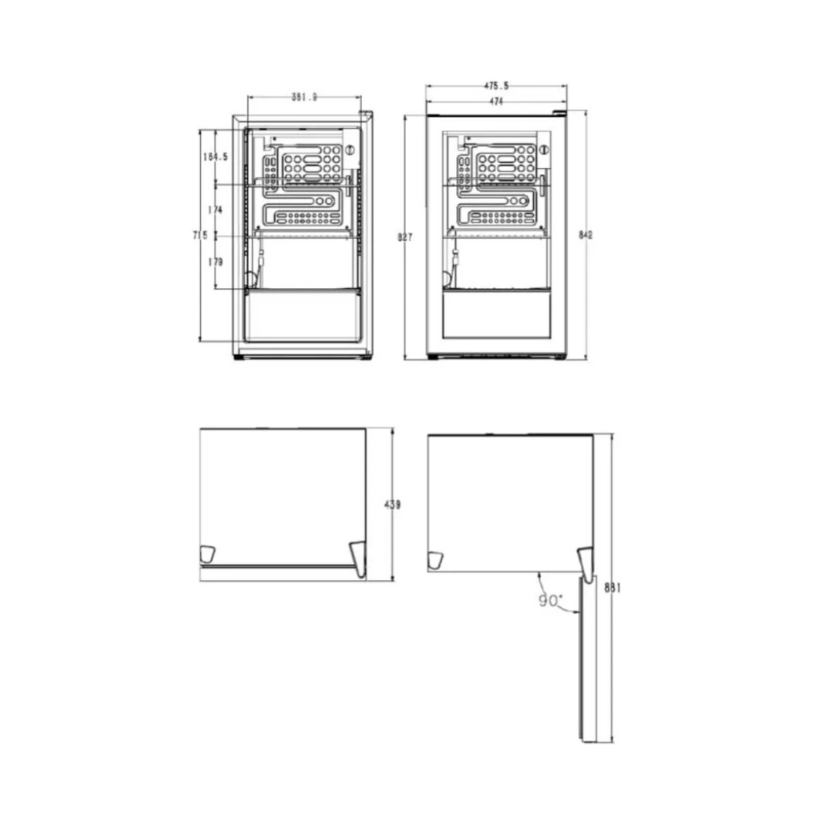 Refrigerador horeca Aspes ARH85500EN cíclico 80L E negro 84,5 cm