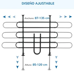 Reja de protección PawHut para coche universal ajustable negro 85/120x87/135 cm