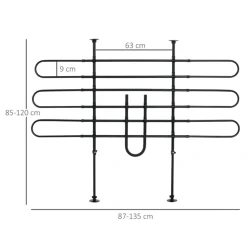 Reja de protección PawHut para coche universal ajustable negro 85/120x87/135 cm