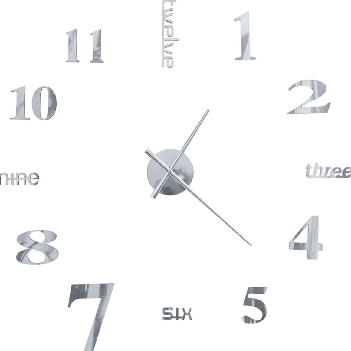 Reloj de pared 3D XXL diseño moderno plata Ø100 cm