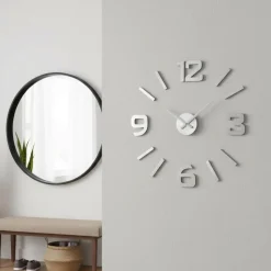 Reloj de pared Elissa adhesivo plateado Ø50 cm