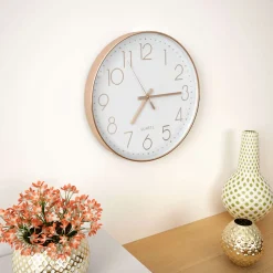 Reloj de pared redondo rosa/dorado Ø30 cm