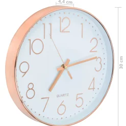 Reloj de pared redondo rosa/dorado Ø30 cm