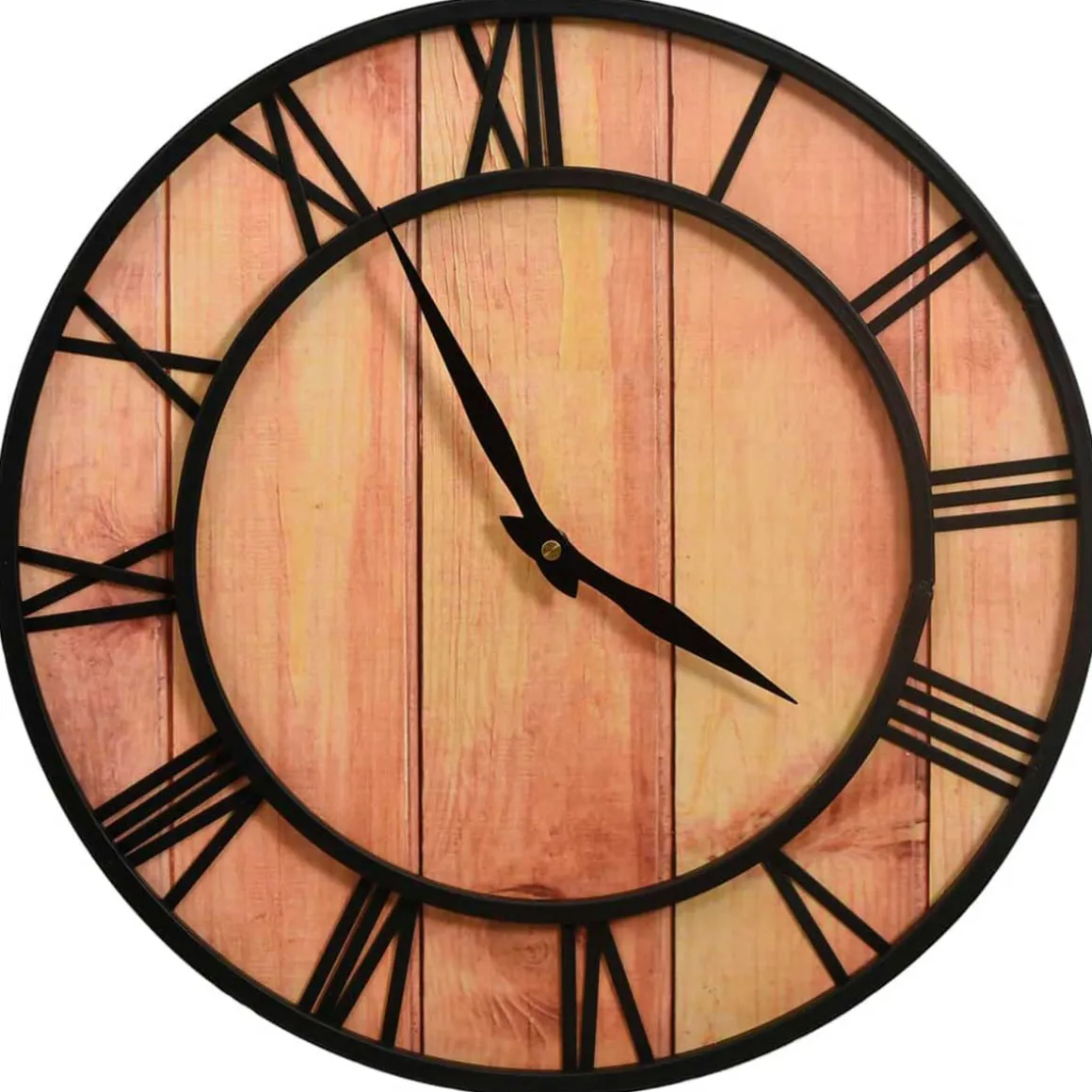 Reloj de pared tipo industrial negro/natural Ø39 cm