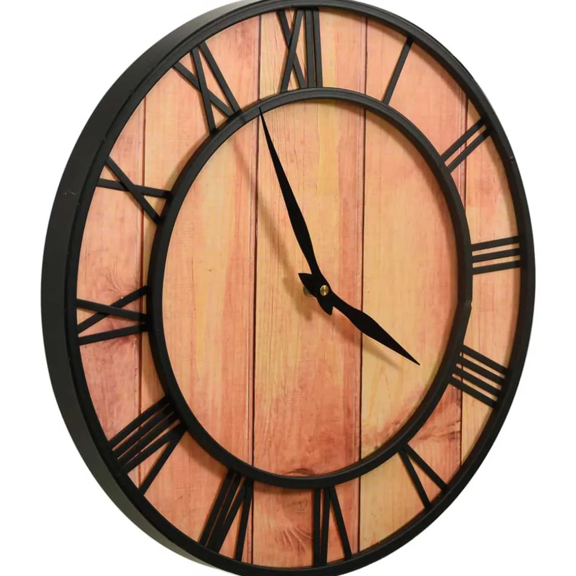 Reloj de pared tipo industrial negro/natural Ø39 cm