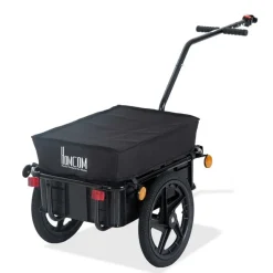 Remolque de bicicleta Homcom con reflectantes+asa negro