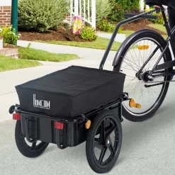 Remolque de bicicleta Homcom con reflectantes+asa negro