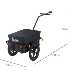 Remolque de bicicleta Homcom con reflectantes+asa negro