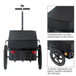 Remolque de bicicleta Homcom con reflectantes+asa negro