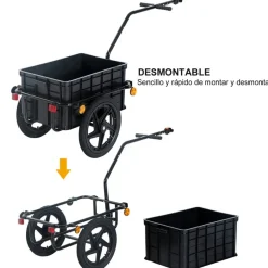 Remolque de bicicleta Homcom con reflectantes+asa negro