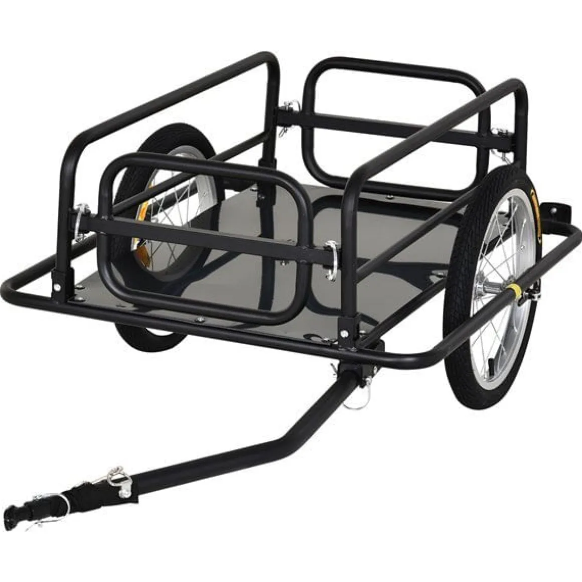 Remolque de bicicleta PawHut carga máx. 50kg con reflectores acero negro 49x139x71,5 cm