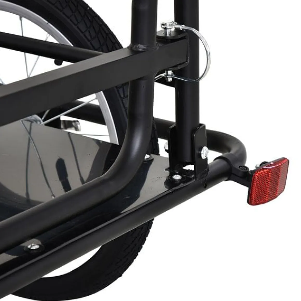 Remolque de bicicleta PawHut carga máx. 50kg con reflectores acero negro 49x139x71,5 cm