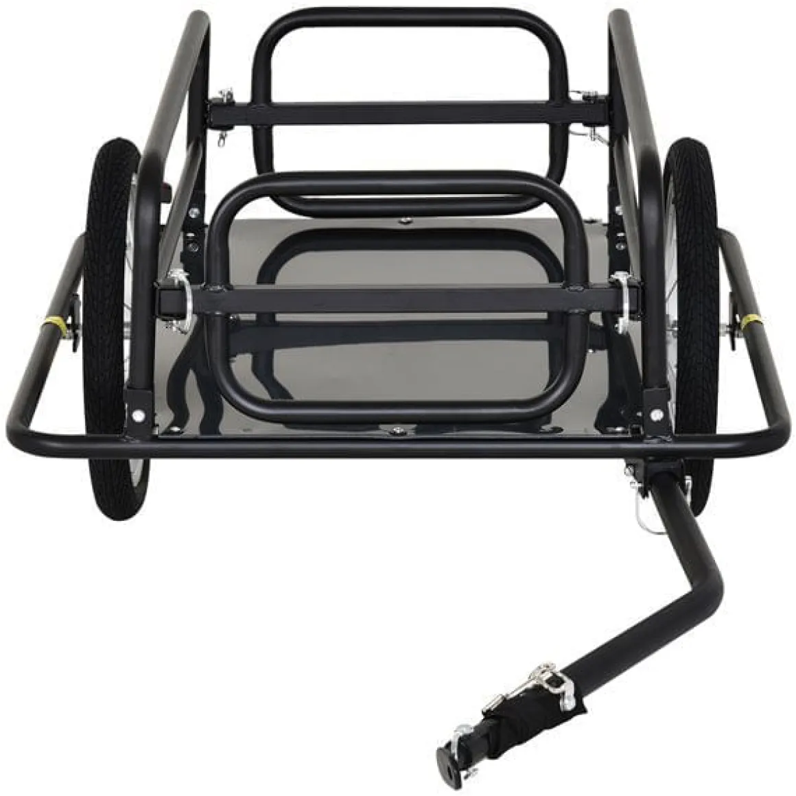 Remolque de bicicleta PawHut carga máx. 50kg con reflectores acero negro 49x139x71,5 cm
