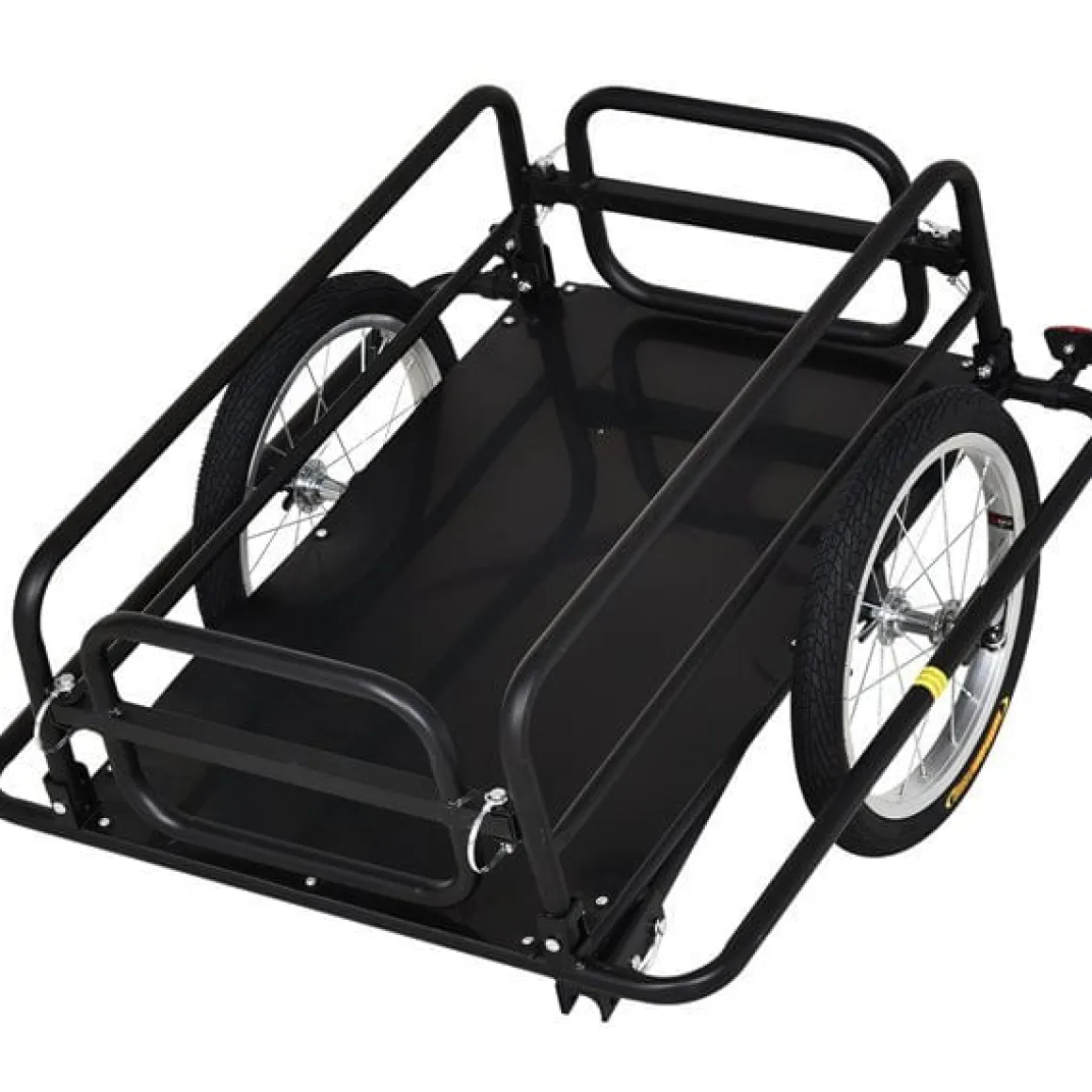 Remolque de bicicleta PawHut carga máx. 50kg con reflectores acero negro 49x139x71,5 cm