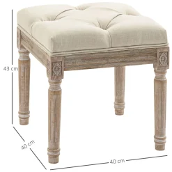 Reposapiés Castillo Homcom capitoné acolchado beige 43x40x40 cm