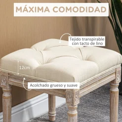 Reposapiés Castillo Homcom capitoné acolchado beige 43x40x40 cm