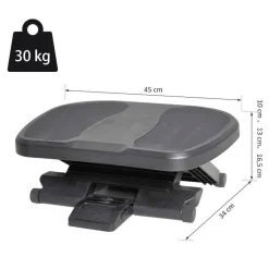 Reposapiés Homcom 0-30º 3 niveles de altura ajustable negro 10-16,5x45x34 cm