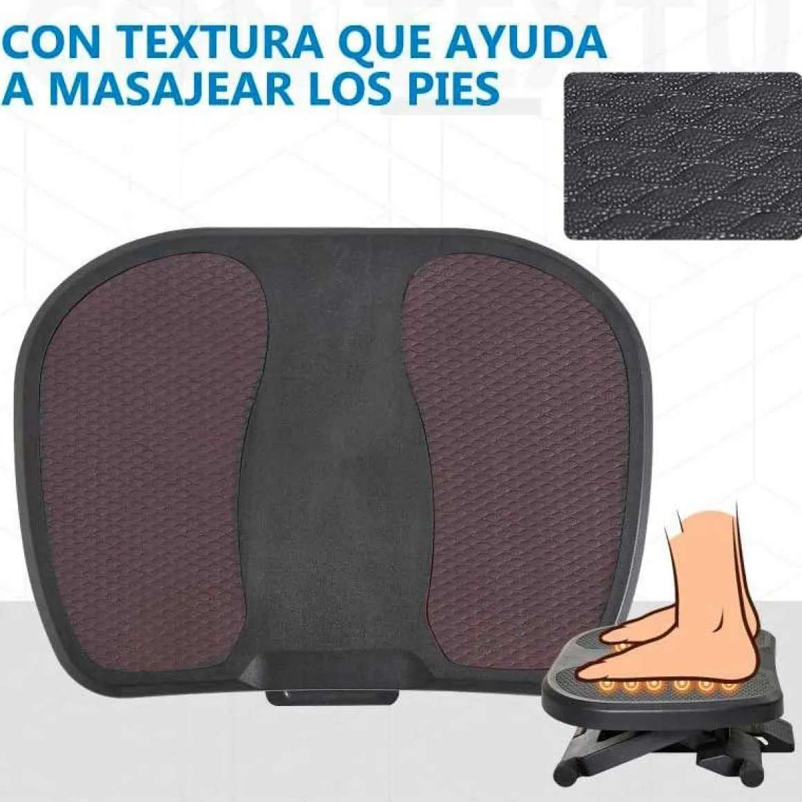 Reposapiés Homcom 0-30º 3 niveles de altura ajustable negro 10-16,5x45x34 cm