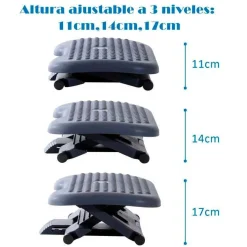 Reposapiés Homcom ángulo basculante+3 niveles de altura gris oscuro 11-17x46x35 cm