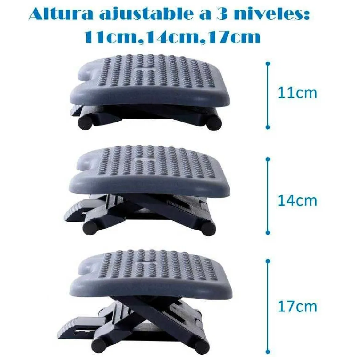 Reposapiés Homcom ángulo basculante+3 niveles de altura gris oscuro 11-17x46x35 cm