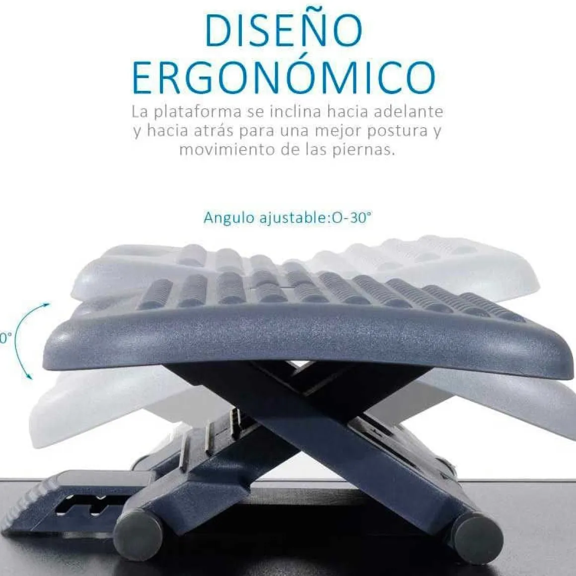Reposapiés Homcom ángulo basculante+3 niveles de altura gris oscuro 11-17x46x35 cm