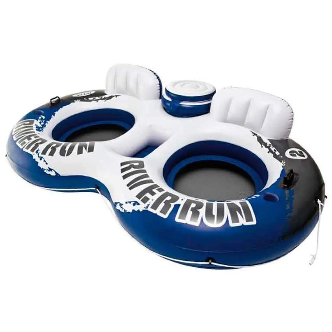 Rueda doble hinchable Intex con nevera incorporada blanco/azul 213x157 cm