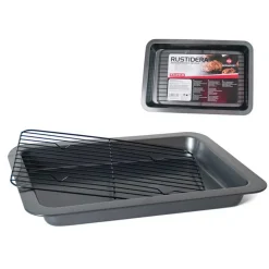 Rustidera Gerimport con rejilla antiadherente acero 43x29 cm