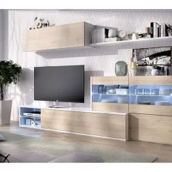 Salón de TV Uma con vitrina y LED brillo/natural 03K5623286