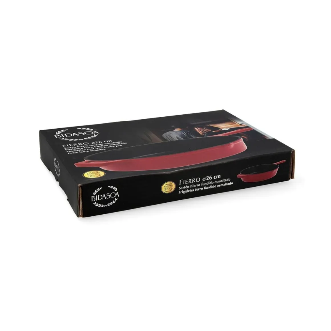 Sartén Fierro Bidasoa hierro esmaltado rojo/negro Ø26 cm