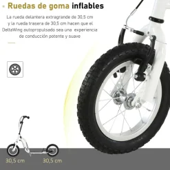 Scooter infantil Homcom altura regulable blanco 85-95x58x120 cm