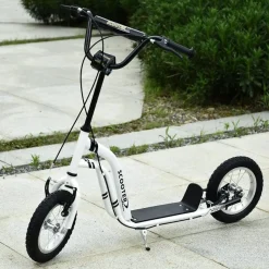 Scooter infantil Homcom altura regulable blanco 85-95x58x120 cm