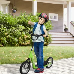 Scooter infantil Homcom con manillar regulable verde 80-85x52x117 cm