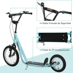Scooter infantil Homcom manillar regulable azul 88-94x58x135 cm
