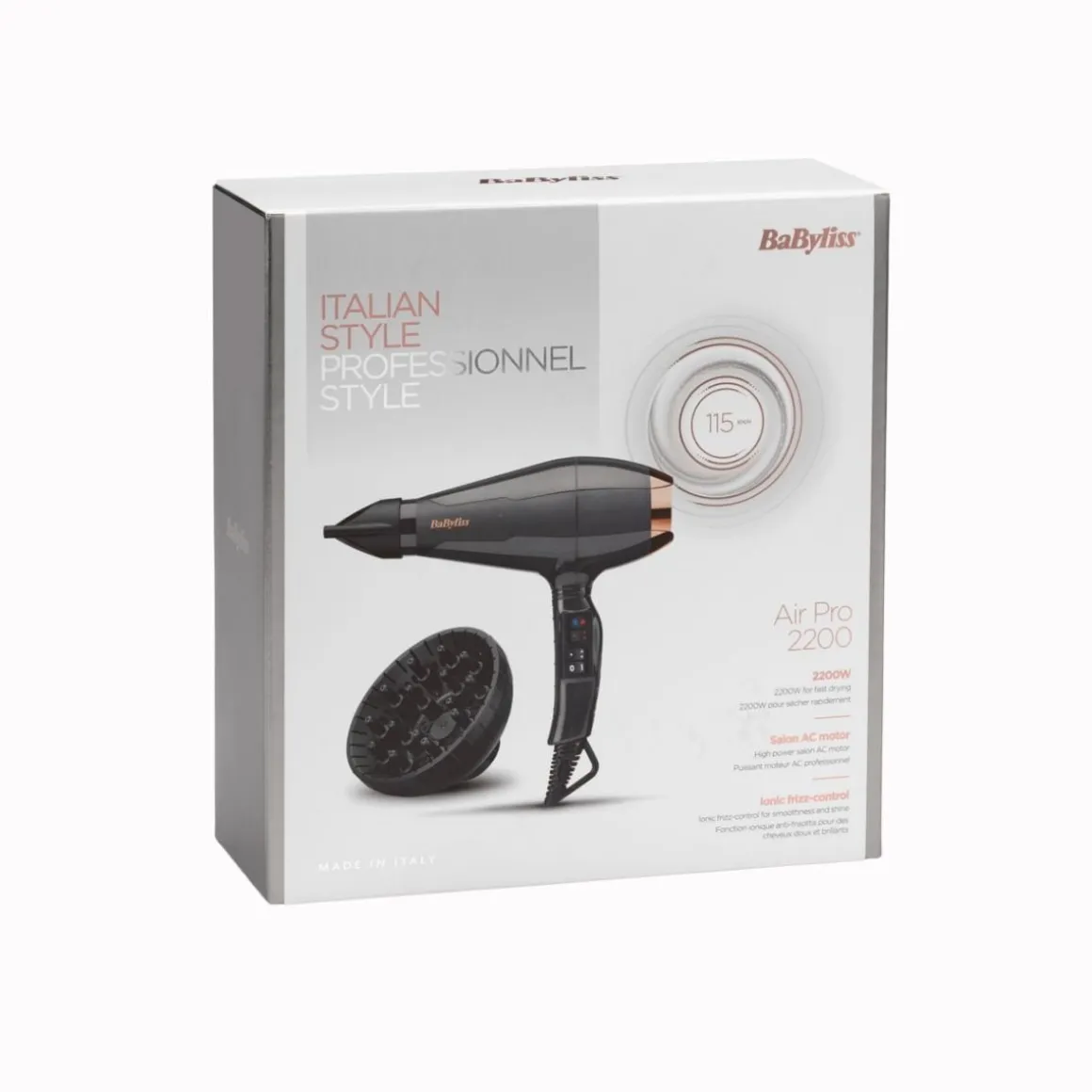 Secador de pelo Babyliss Air Pro 2200W 2 velocidades 2 temperaturas negro