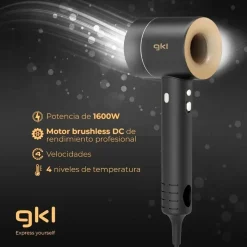 Secador de pelo Onyx Sense GKL 1600W tecnología Easy ON negro