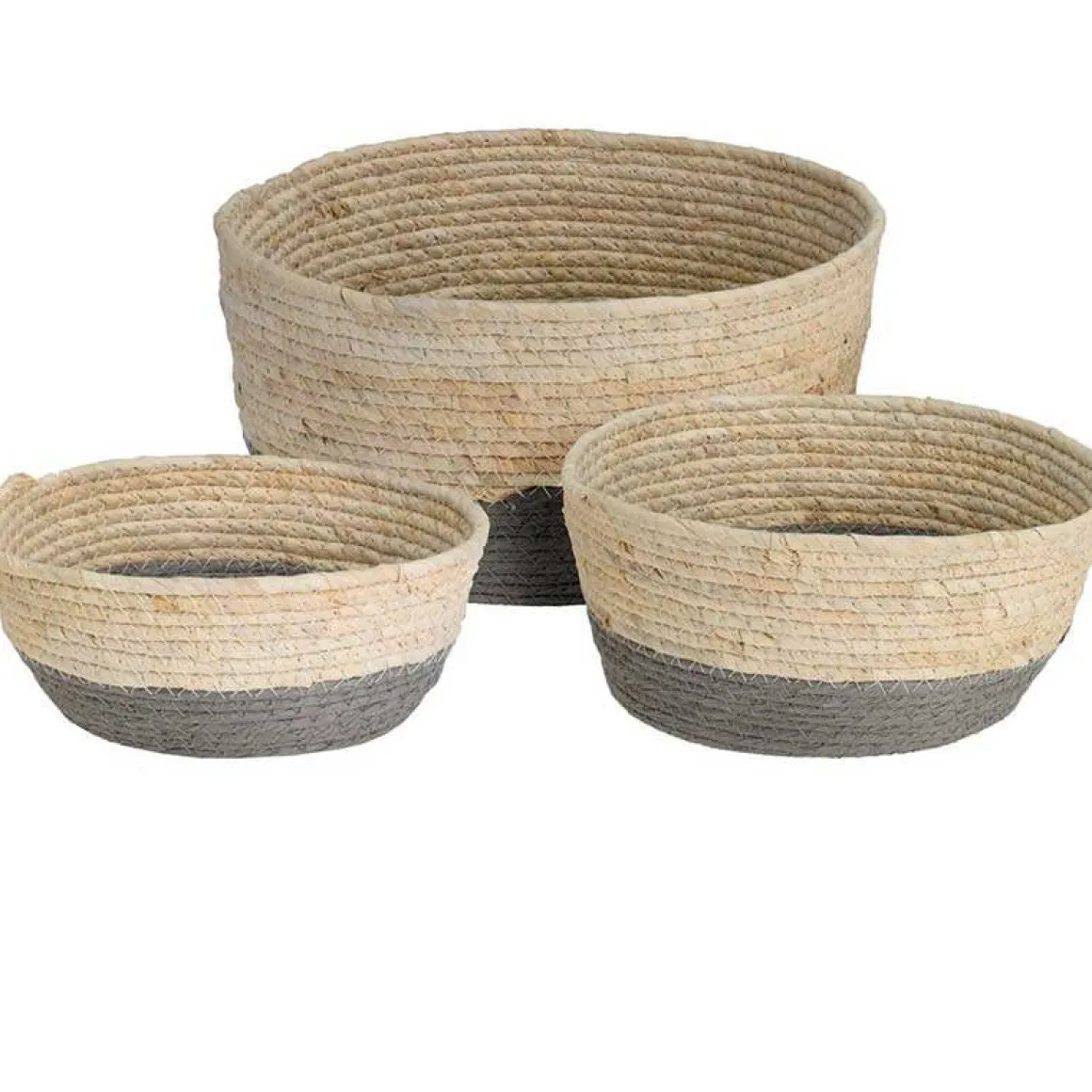 Set 3 cestas de cuerda Ø13/Ø26/Ø27 cm