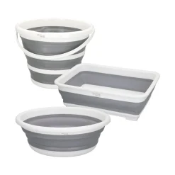 Set 3 cubos plegables Aktive gris/blanco