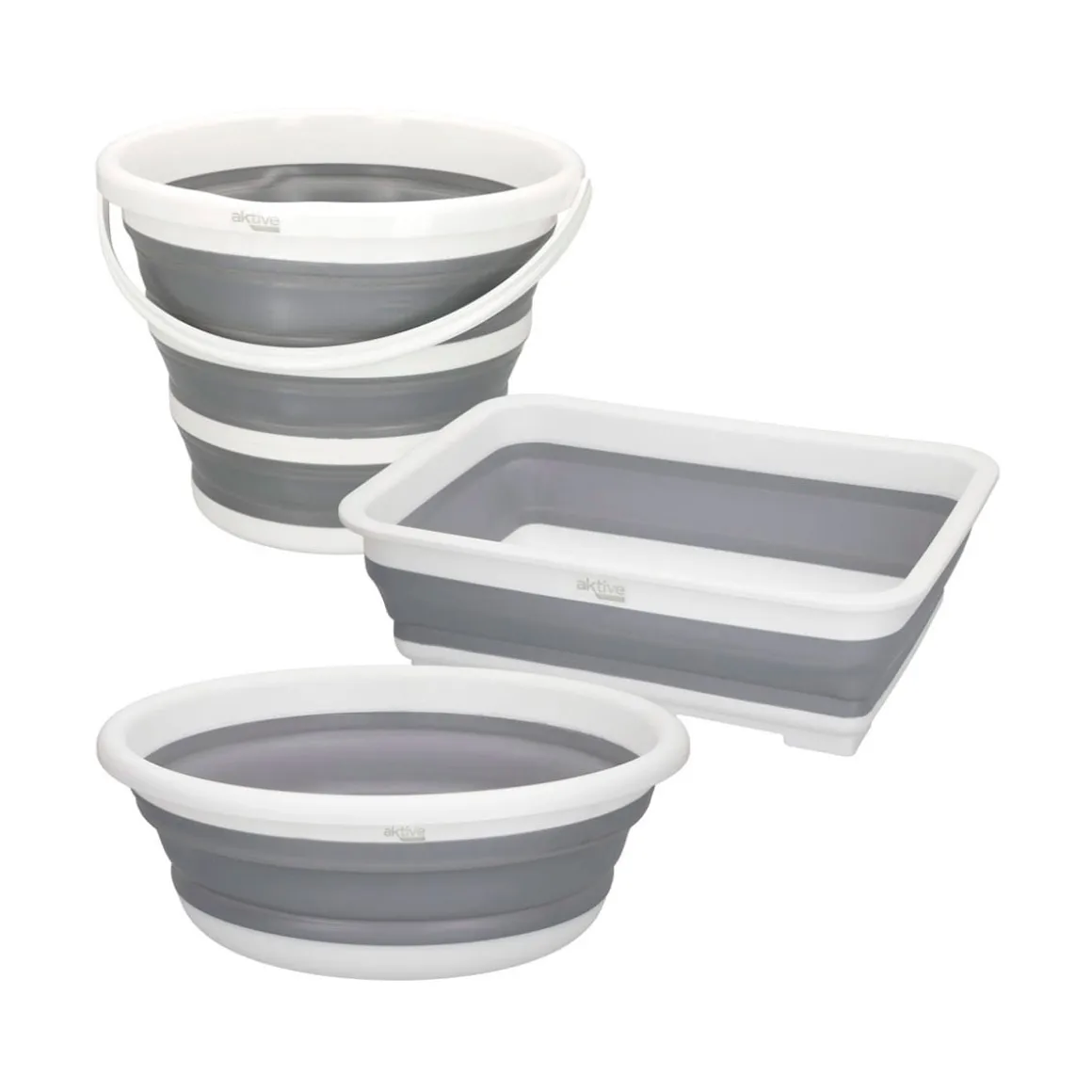 Set 3 cubos plegables Aktive gris/blanco