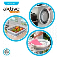 Set 3 cubos plegables Aktive gris/blanco