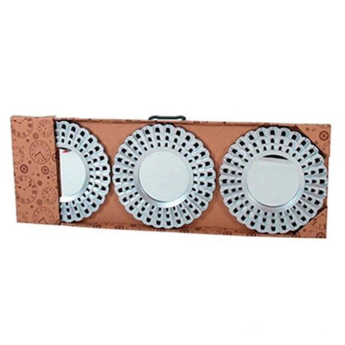 Set 3 espejos de pared Lian 25 cm enmarcación plata