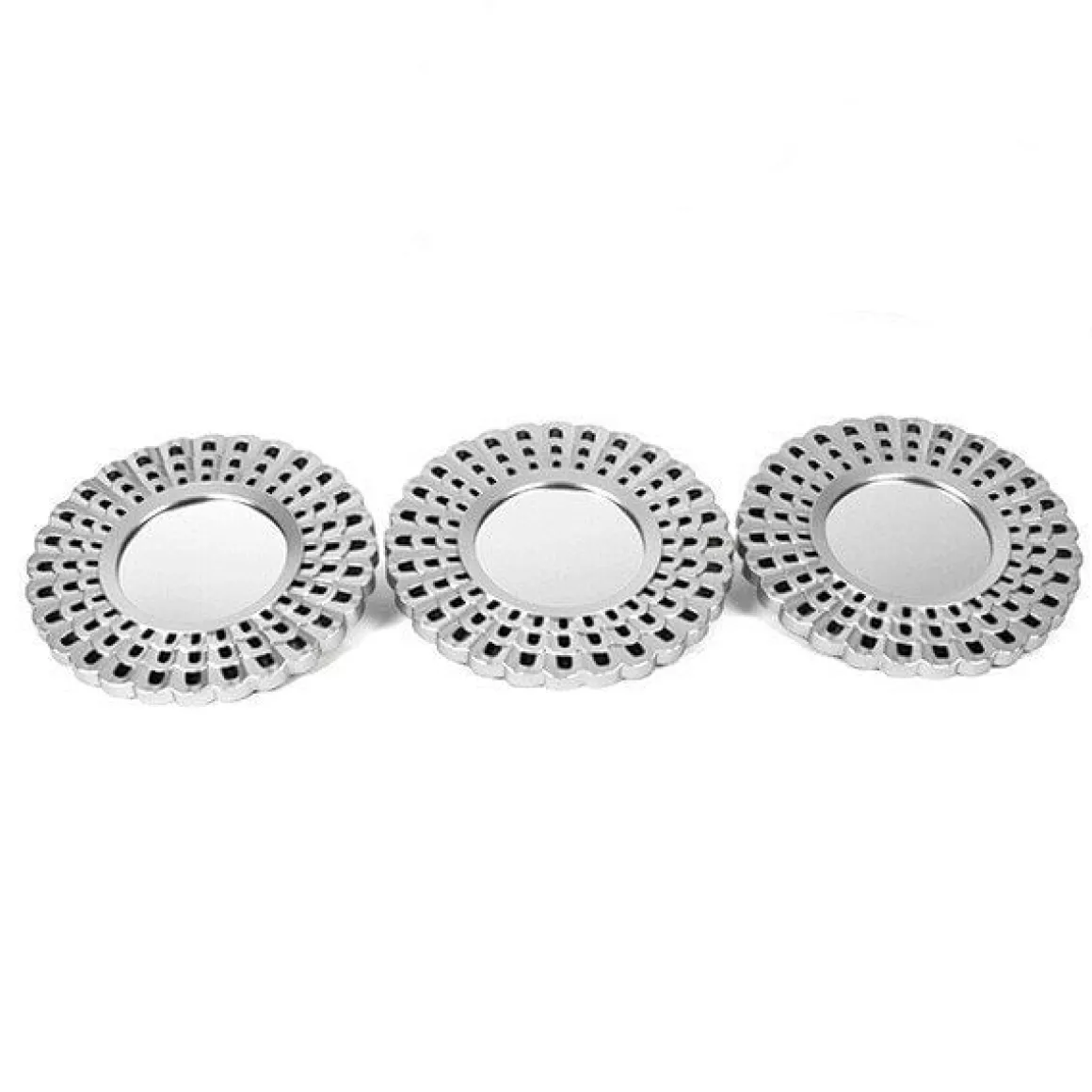 Set 3 espejos de pared Lian 25 cm enmarcación plata